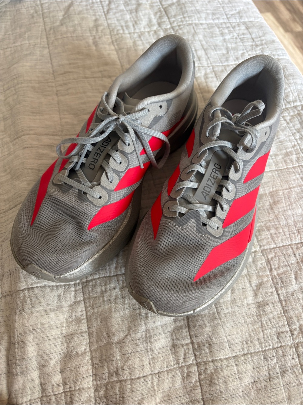 adidas Adizero Gray and Bright Pink Athletic Shoes